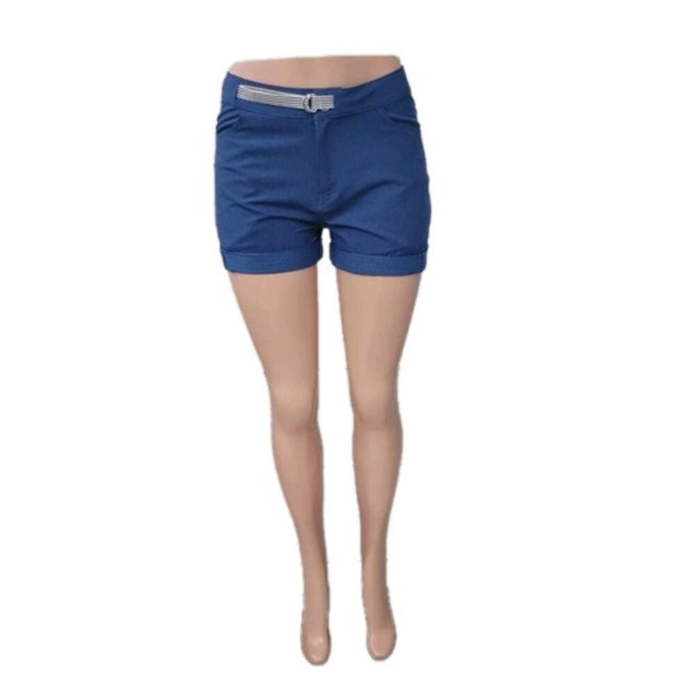 Zyia Active Not Just A Trail‎ Hiking Shorts Women's Size Med Blue Cuffed Belted